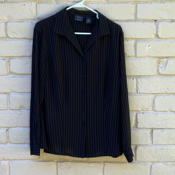 Take 50% OFF- Laura Scott Women's Long-sleeve black&white Shirt, Size-16W - Picture 2 of 5